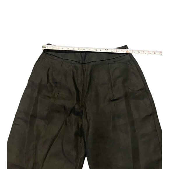 J Crew Pants Womens 10 Black Wide Leg Crop Pleated High Rise Linen NWT $128 - Picture 4 of 9